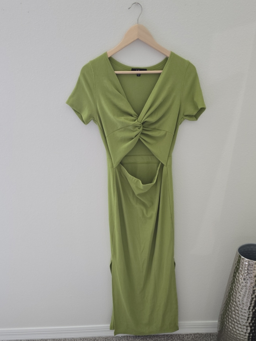 Lulus Olive Green Twist-Front Cutout Maxi Dress